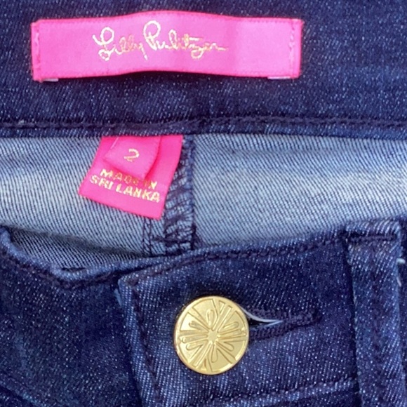 LILLY PULITZER DARK BLUE WASH SKINNY JEANS RAW HEM SIZE 2 - Picture 9 of 12